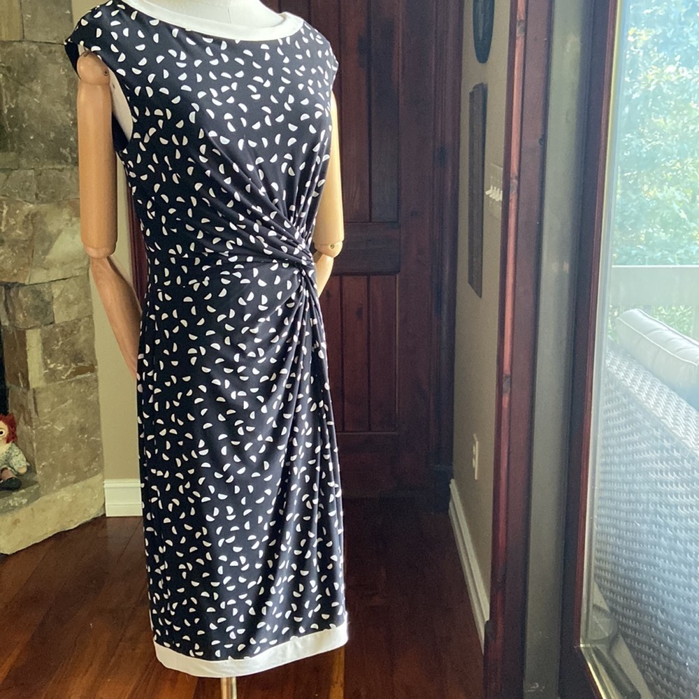 Black and White Twist-Front Sheath Dress